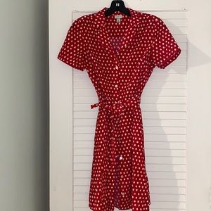 Red and while polka dot dress